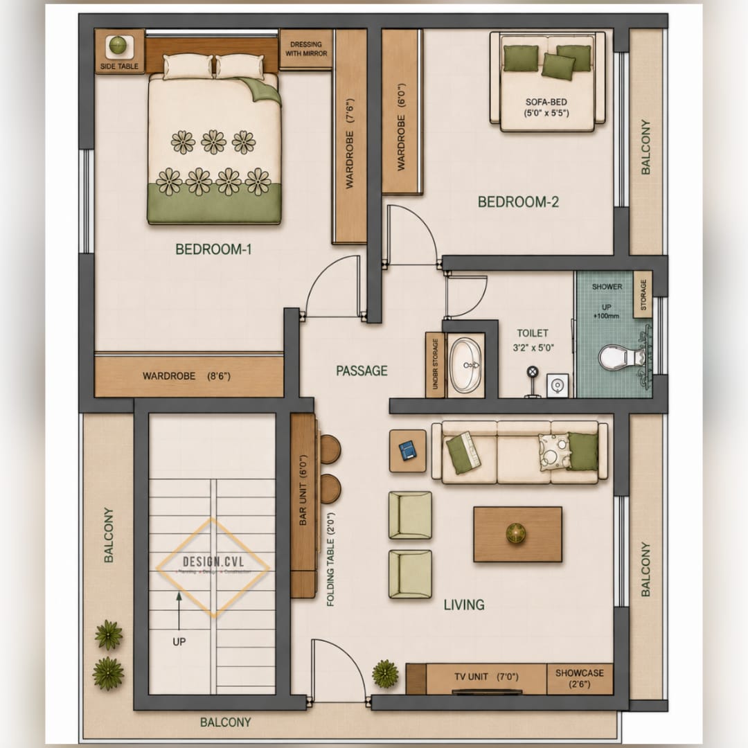 Structural Floor Plan 2 - Detailed Furniture & Utility Blueprint